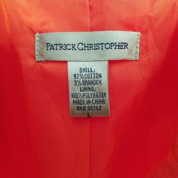 PATRICK CHRISTOPHER Cotton Jacket Orange Moto silver zipper pockets size Large - Picture 8 of 13